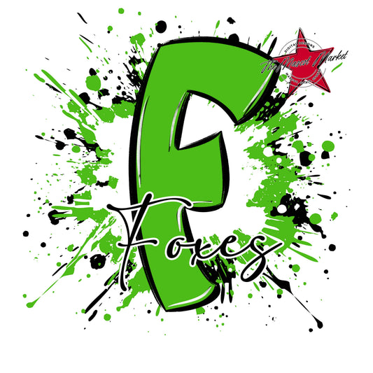 Foxes Mascot Splatter-Bright Green