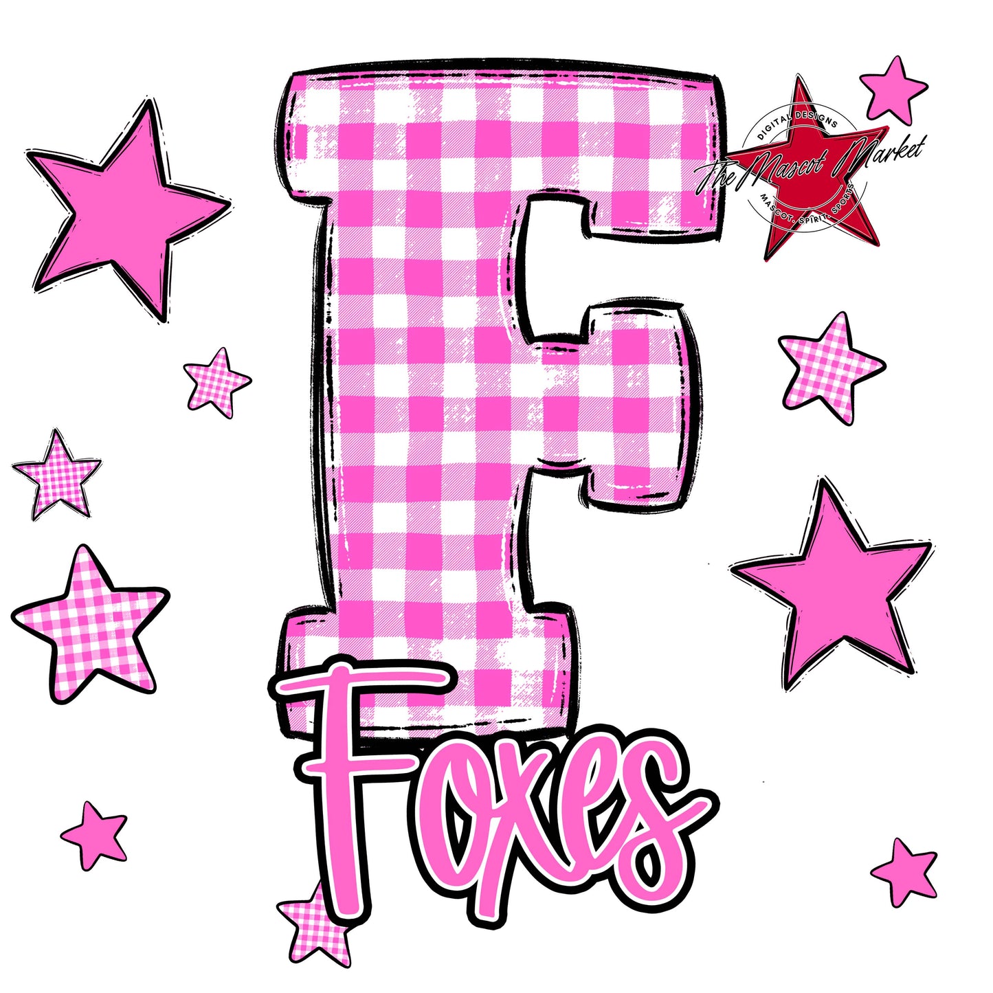 Foxes Plaid Star Design-Baby Pink