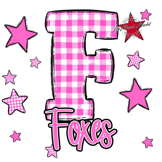 Foxes Plaid Star Design-Baby Pink