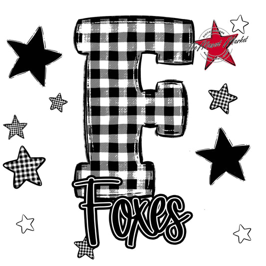 Foxes Plaid Star Design-Black