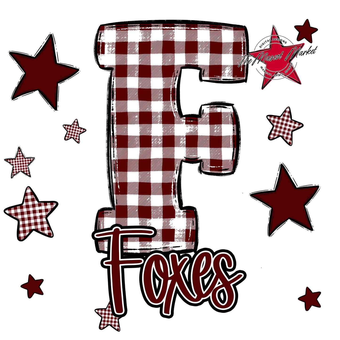 Foxes Plaid Star Design-Maroon