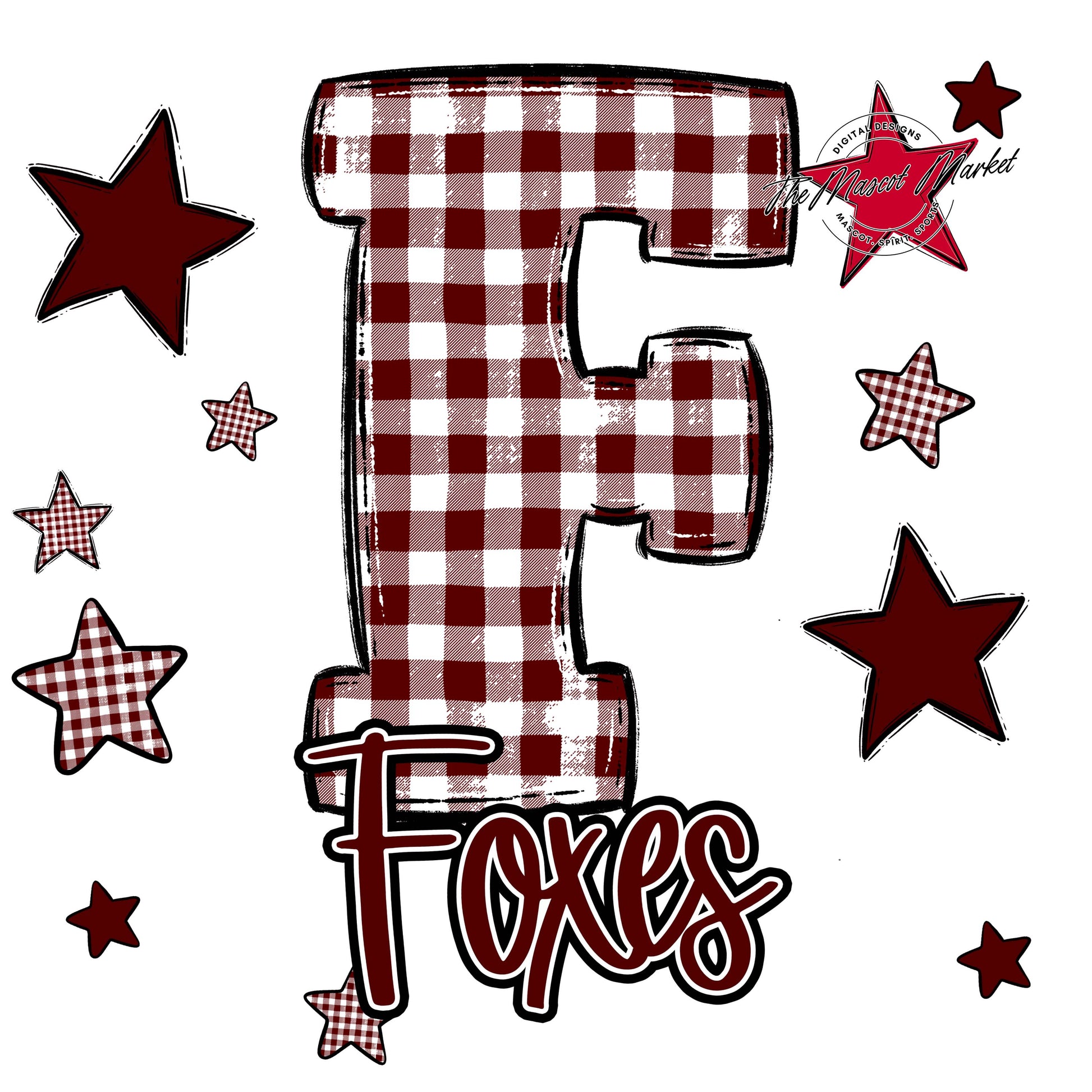 Foxes Plaid Star Design-Maroon