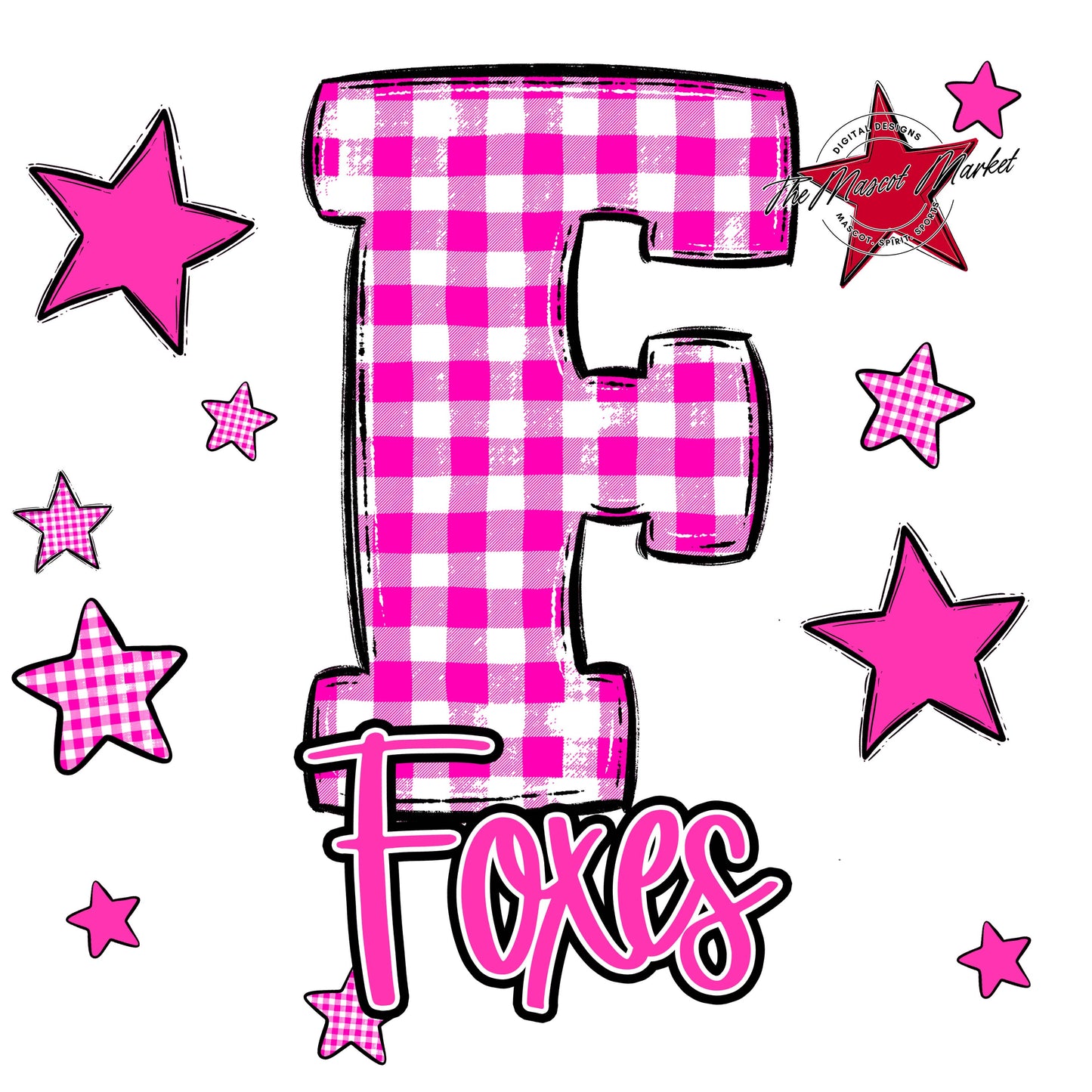 Foxes Plaid Star Design-Pink