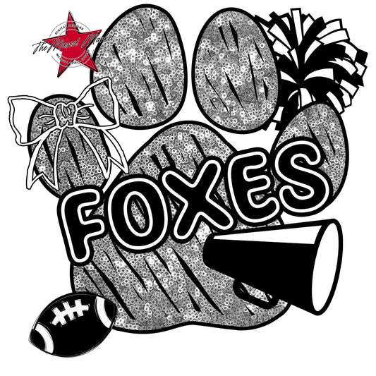 Foxes Sequins Paw Print Design-Silver