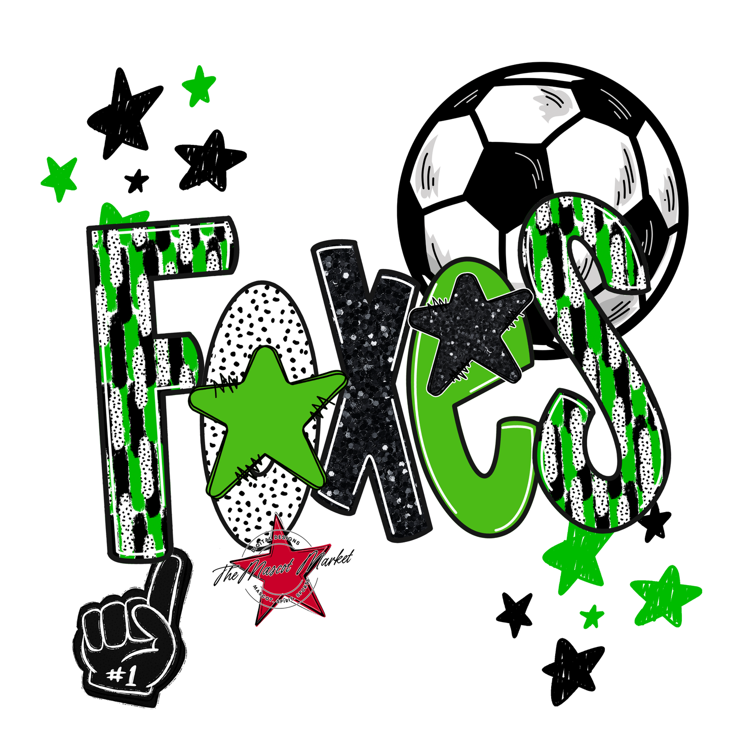 Foxes Soccer Scrape-Bright Green