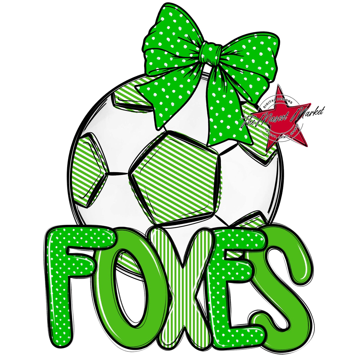 Foxes Soccer Spirit Design-Bright Green