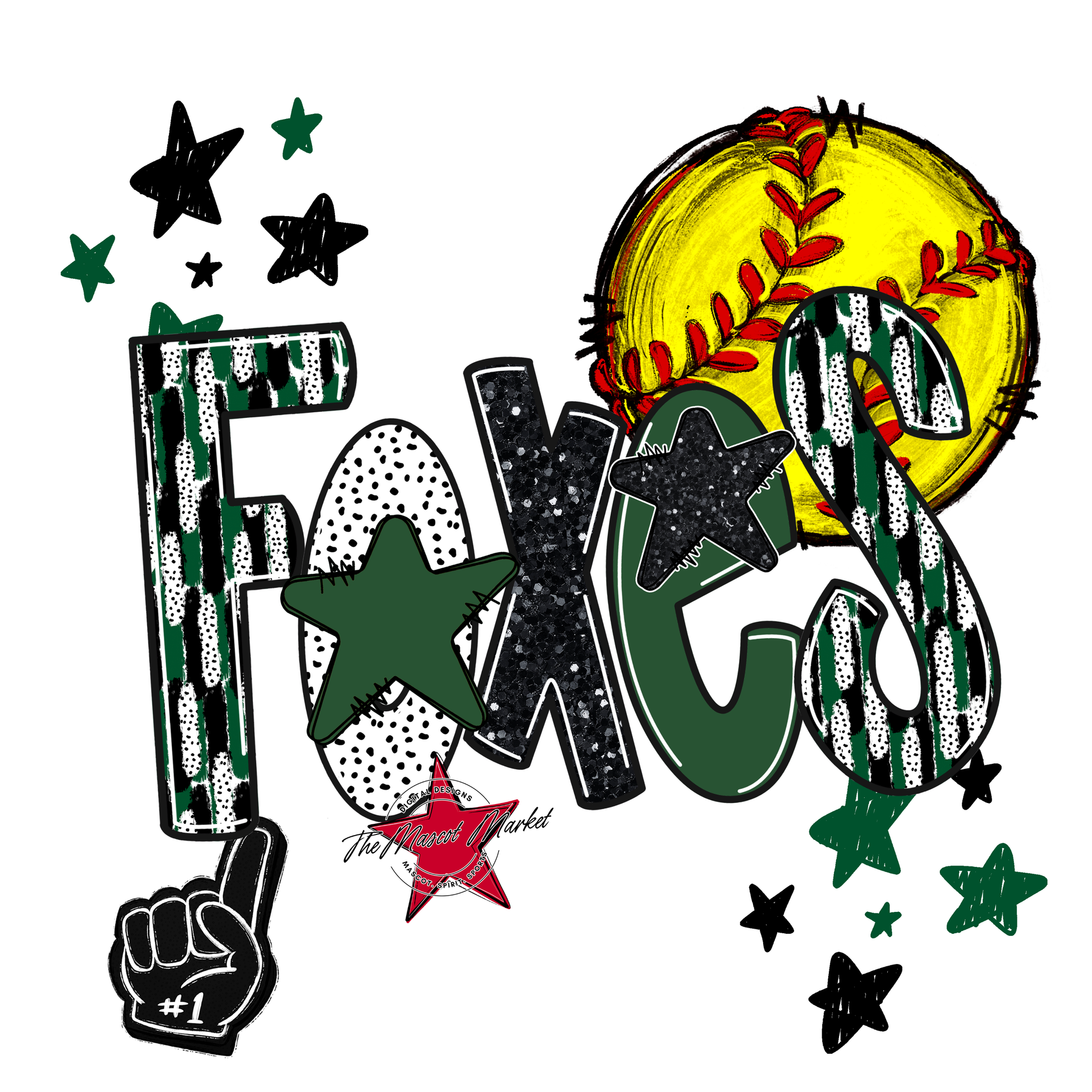 Foxes Softball Scrape-Green