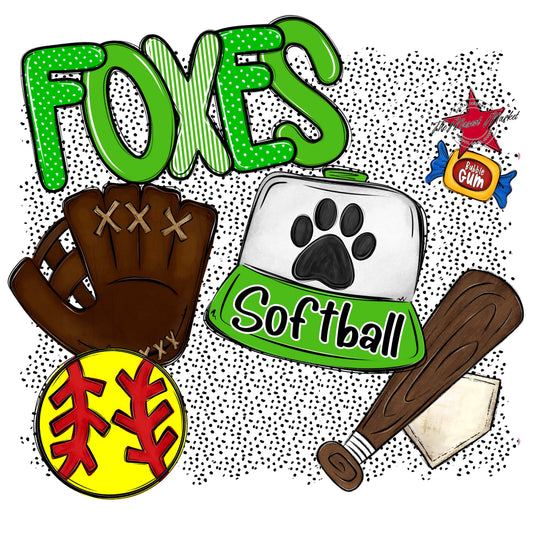 Foxes Softball Spirit-Bright Green