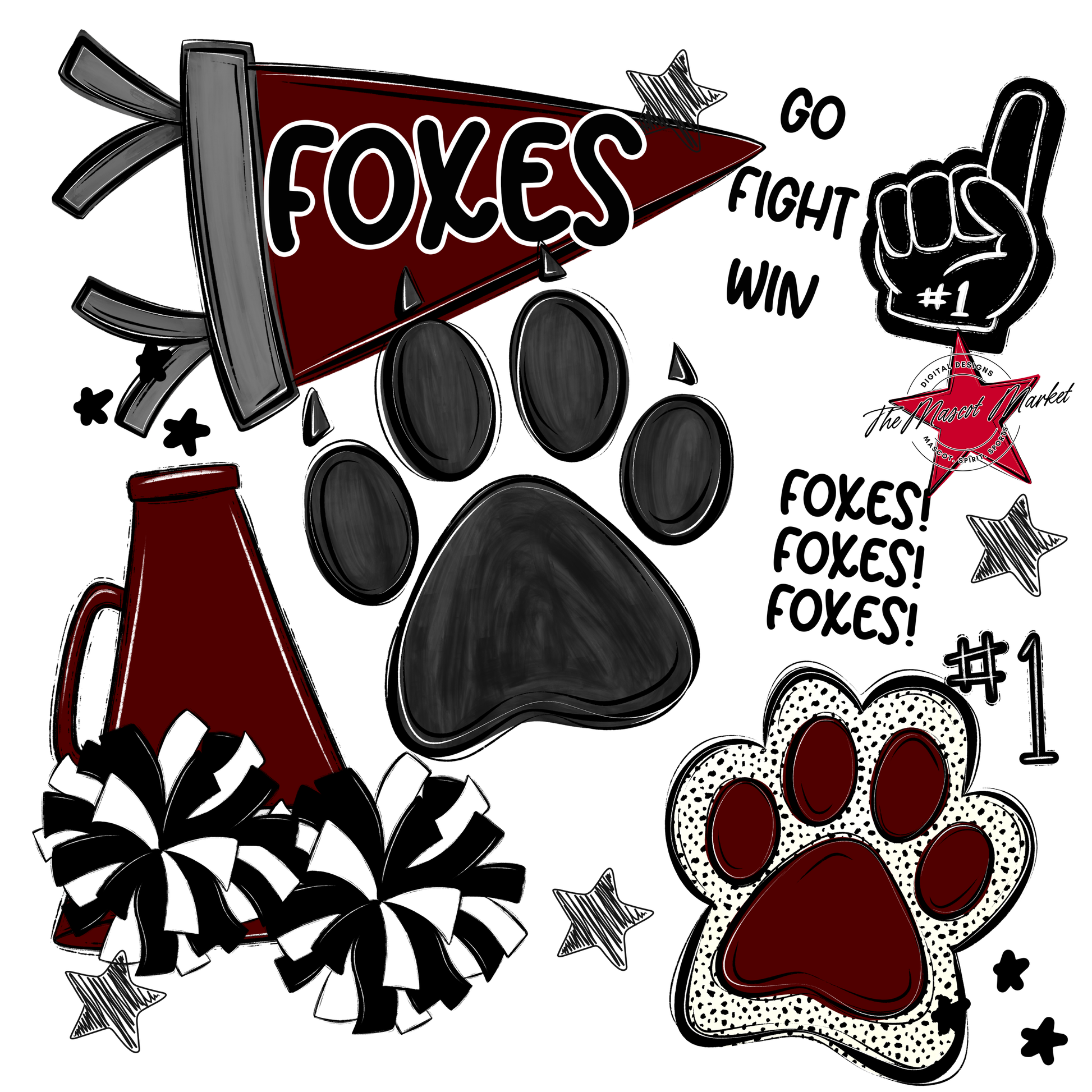 Foxes Spirit Design-Maroon