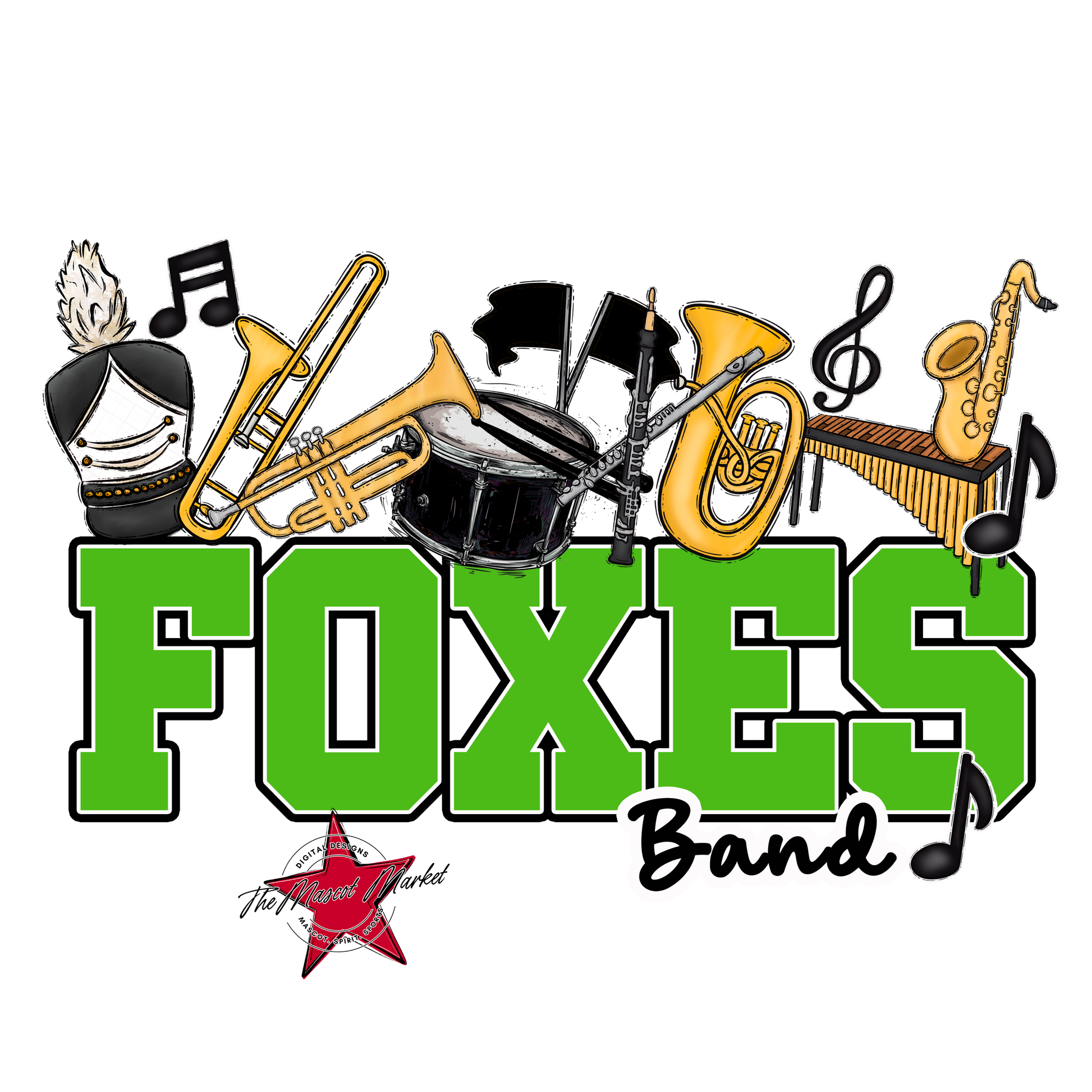 Foxes Varsity Band-Bright Green