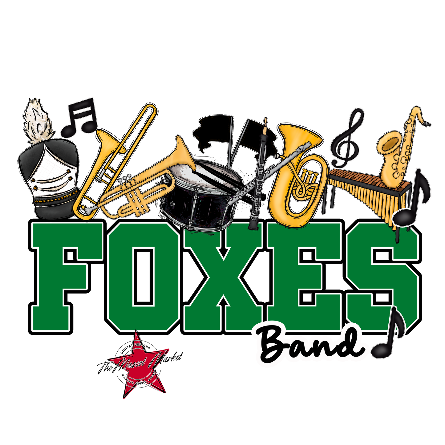 Foxes Varsity Band-Kelly Green