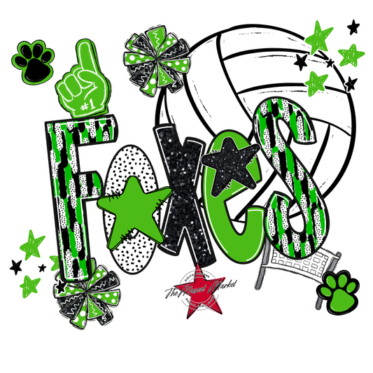 Foxes Volleyball Scrape-Bright Green