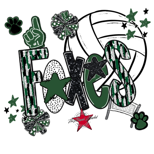 Foxes Volleyball Scrape-Green