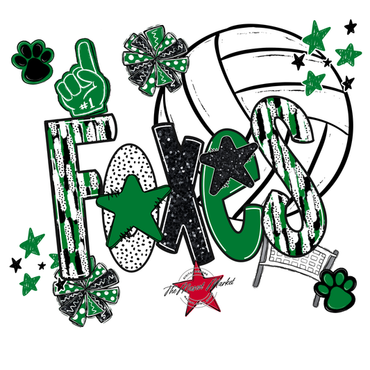Foxes Volleyball Scrape-Kelly Green