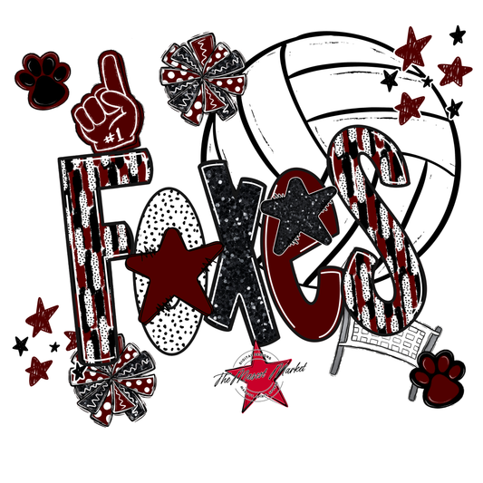 Foxes Volleyball Scrape-Maroon