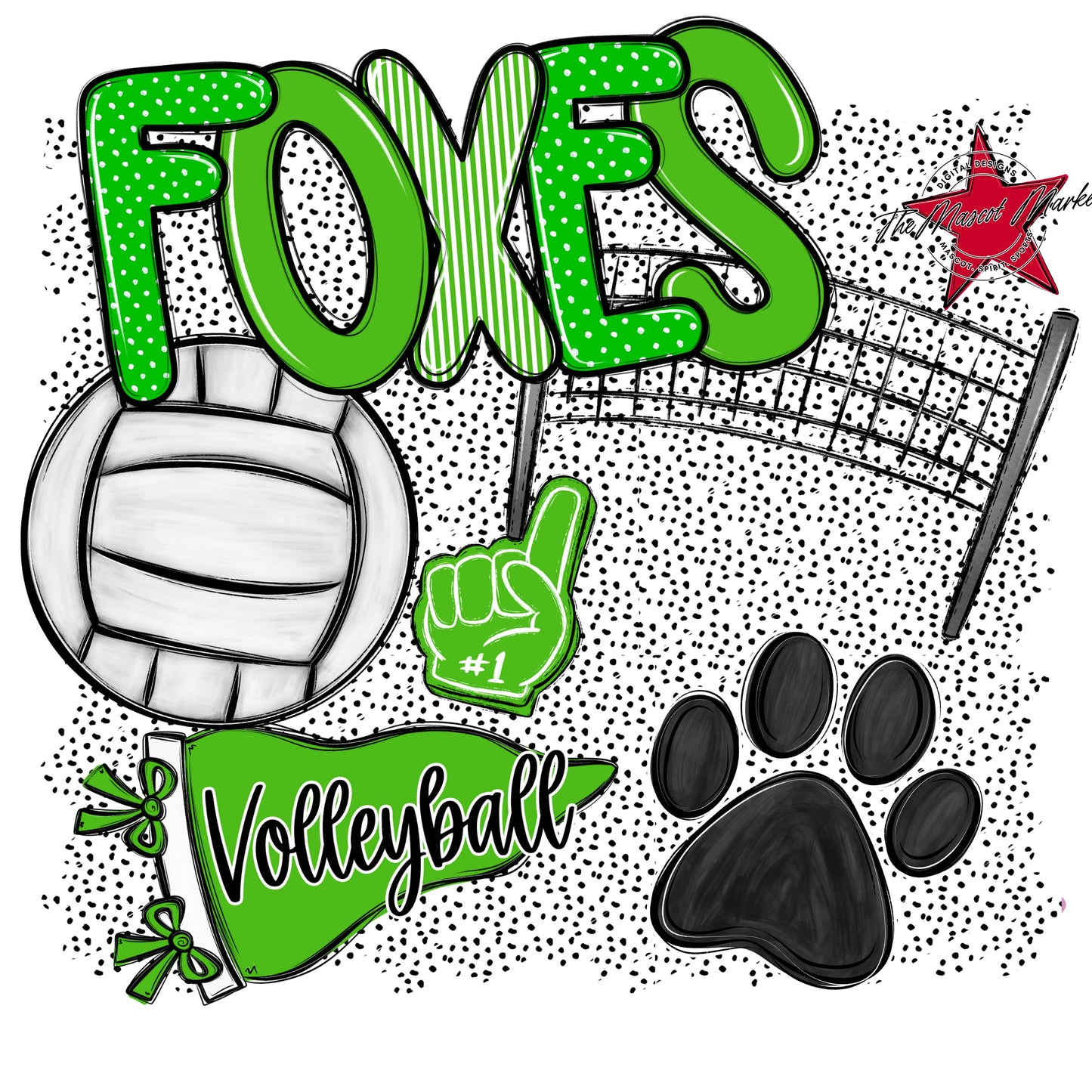 Foxes Volleyball Spirit-Bright Green