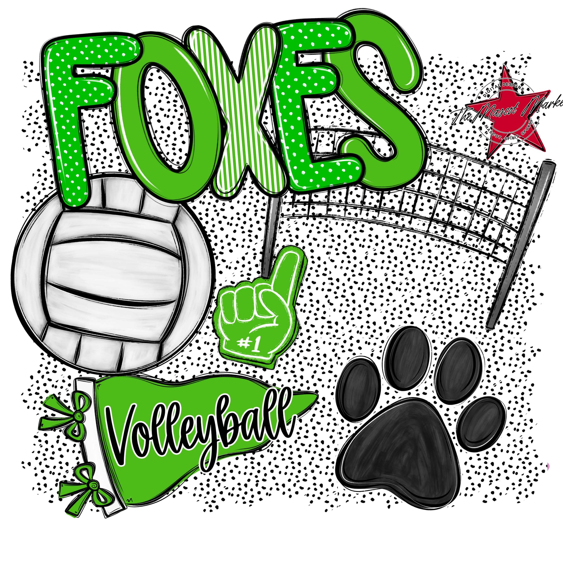 Foxes Volleyball Spirit-Bright Green
