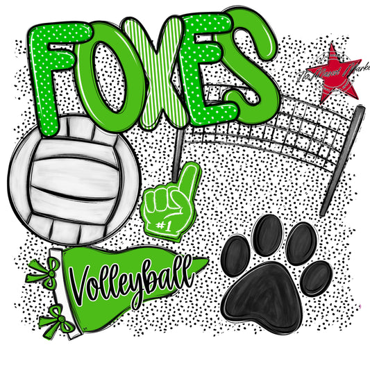 Foxes Volleyball Spirit-Bright Green