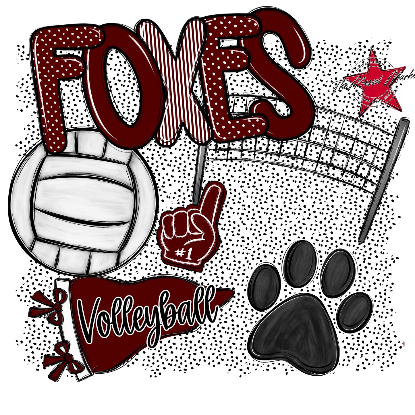Foxes Volleyball Spirit-Maroon