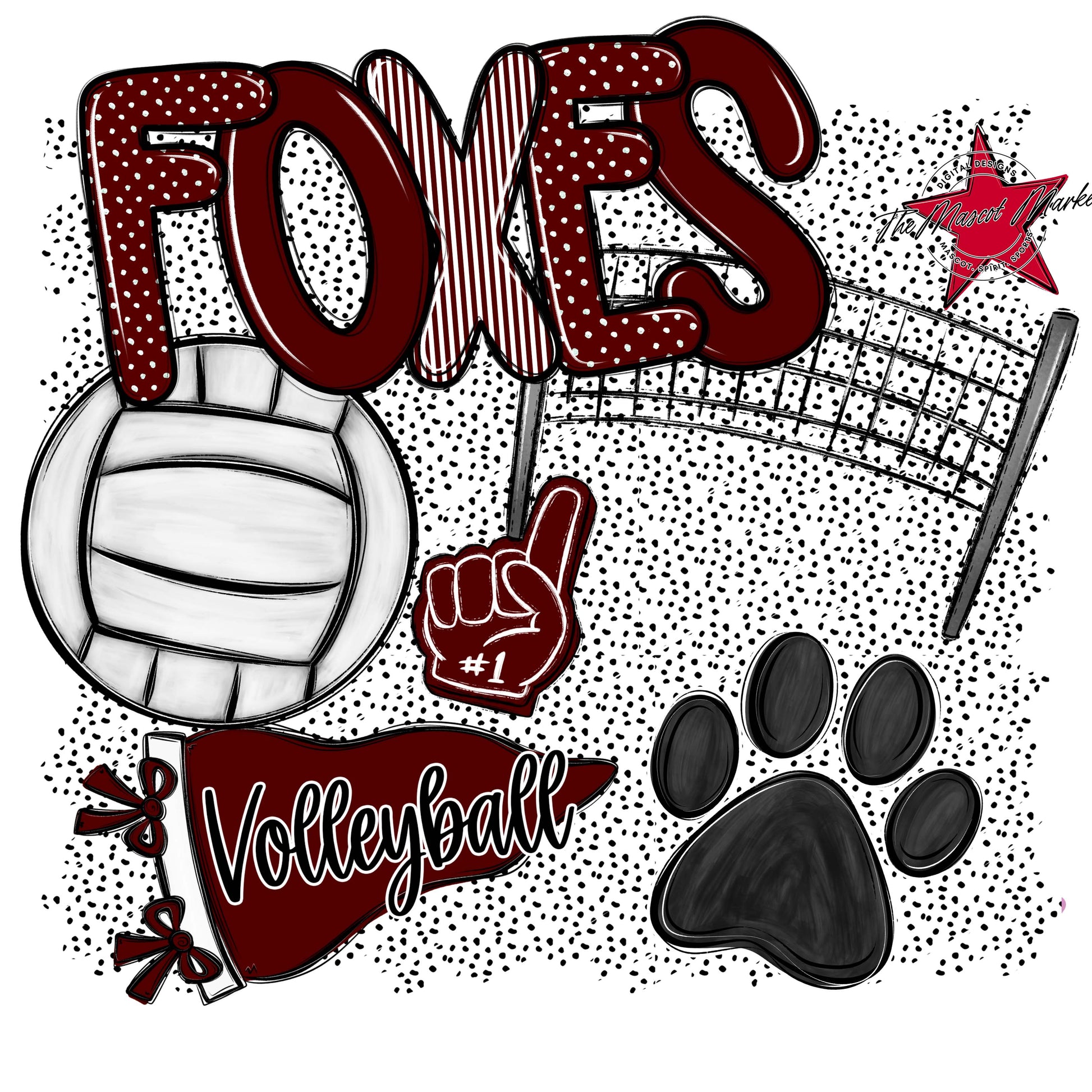 Foxes Volleyball Spirit-Maroon