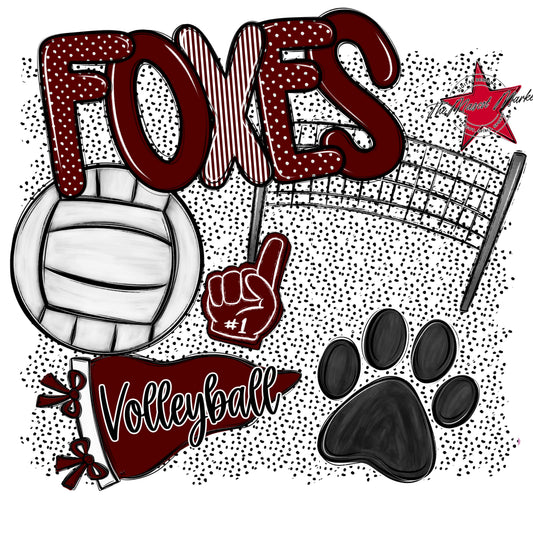 Foxes Volleyball Spirit-Maroon