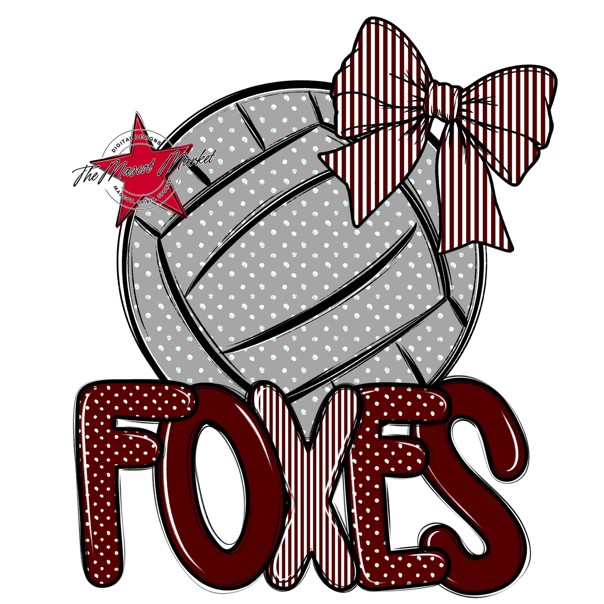 Foxes Volleyball Spirit Design-Maroon