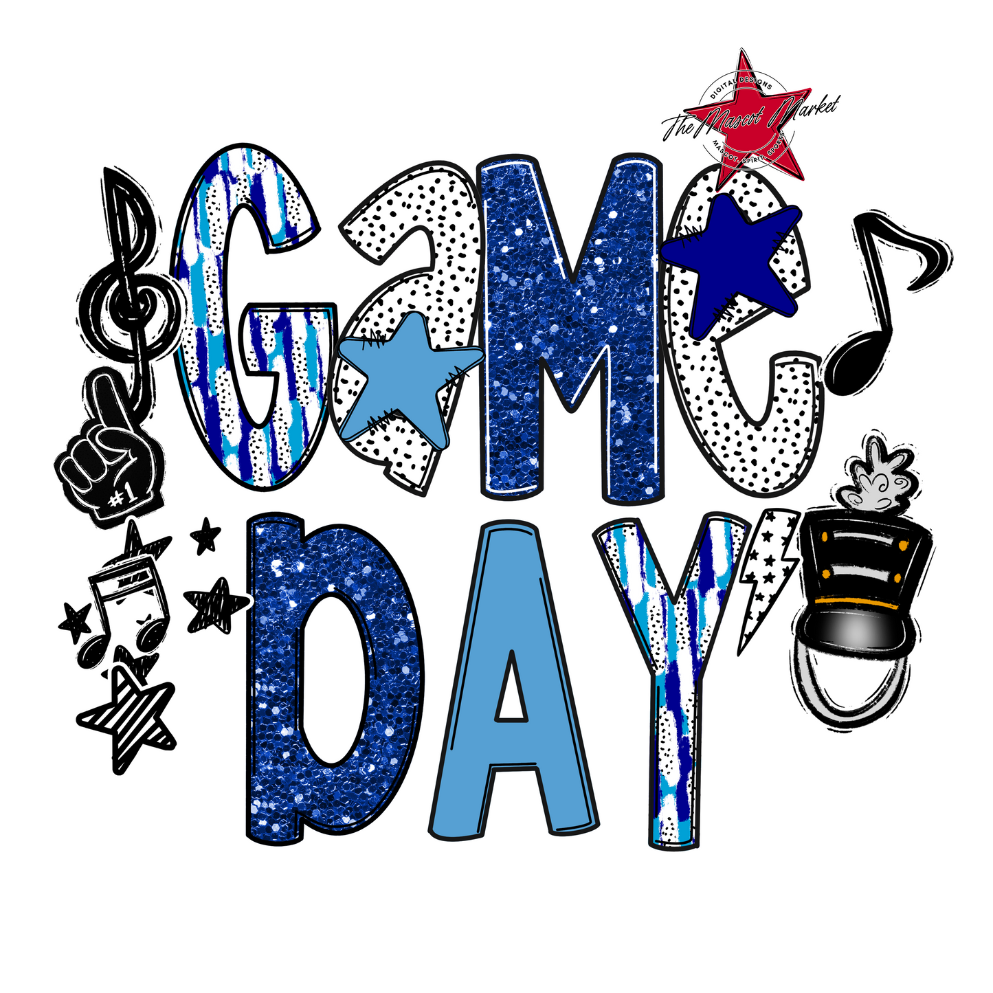 Game Day Band Scrape-Blue & Carolina Blue