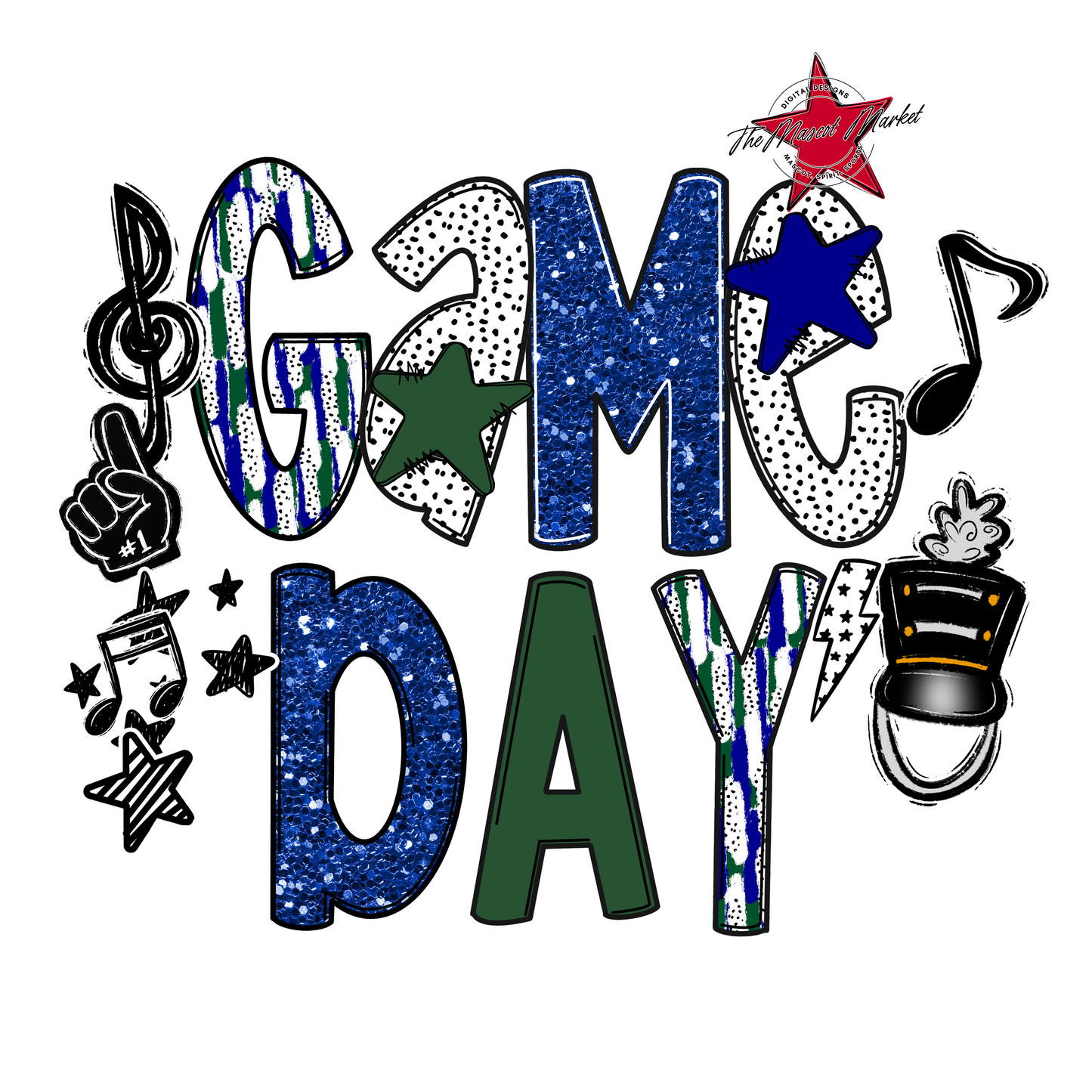 Game Day Band Scrape-Blue & Green