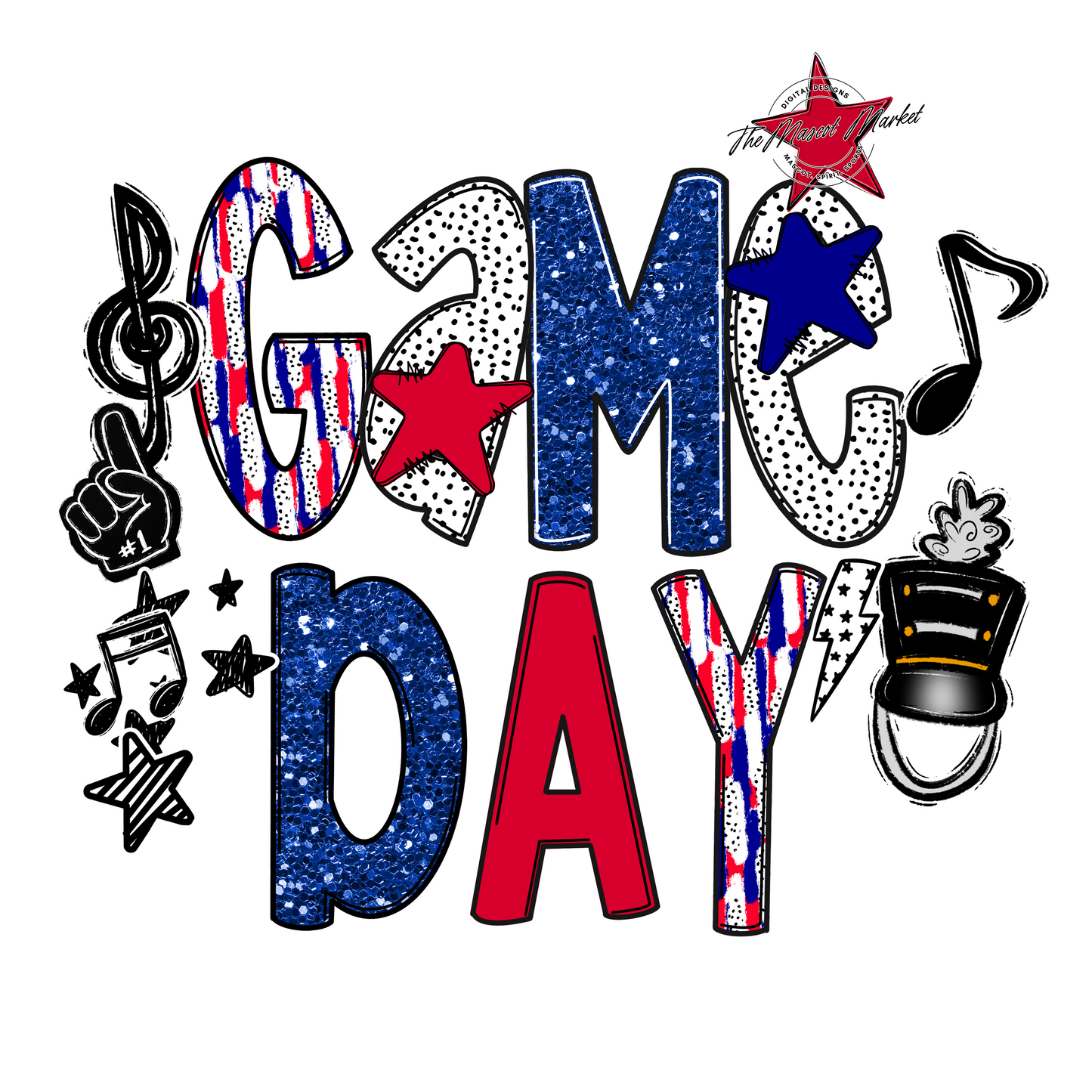 Game Day Band Scrape-Blue & Red
