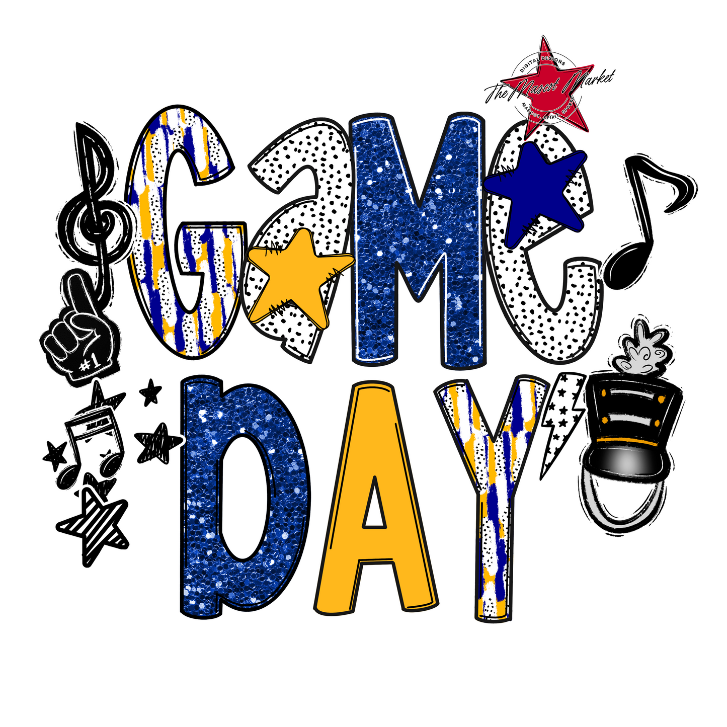 Game Day Band Scrape-Blue & Yellow