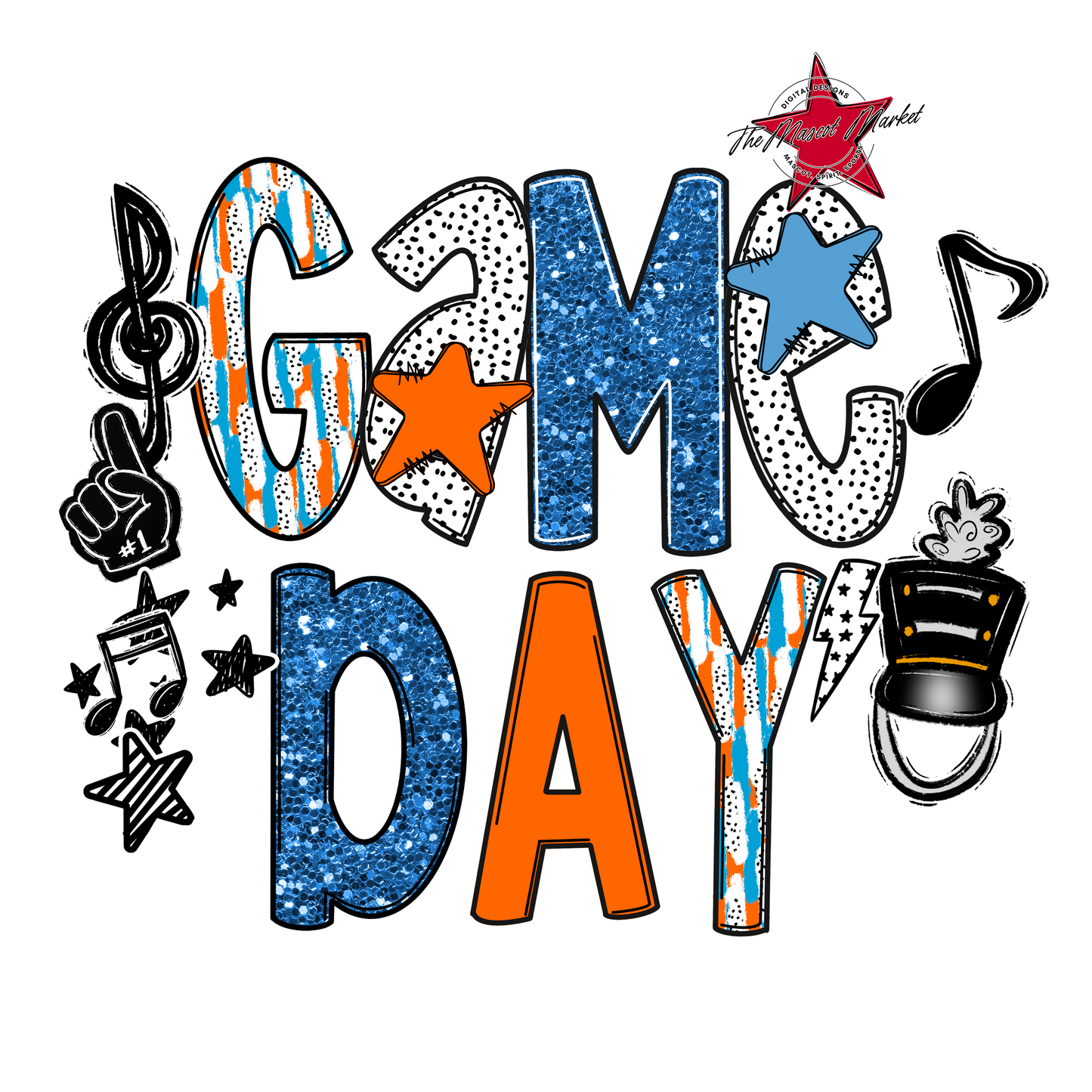 Game Day Band Scrape-Carolina Blue & Orange