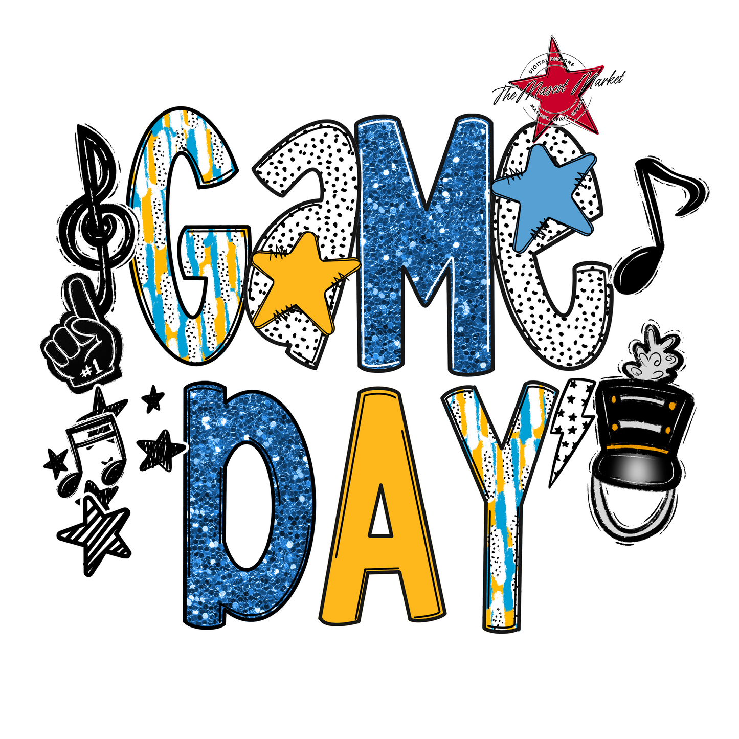 Game Day Band Scrape-Carolina Blue & Yellow