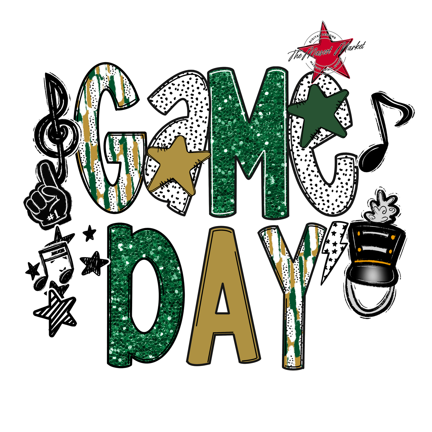 Game Day Band Scrape-Green & Gold