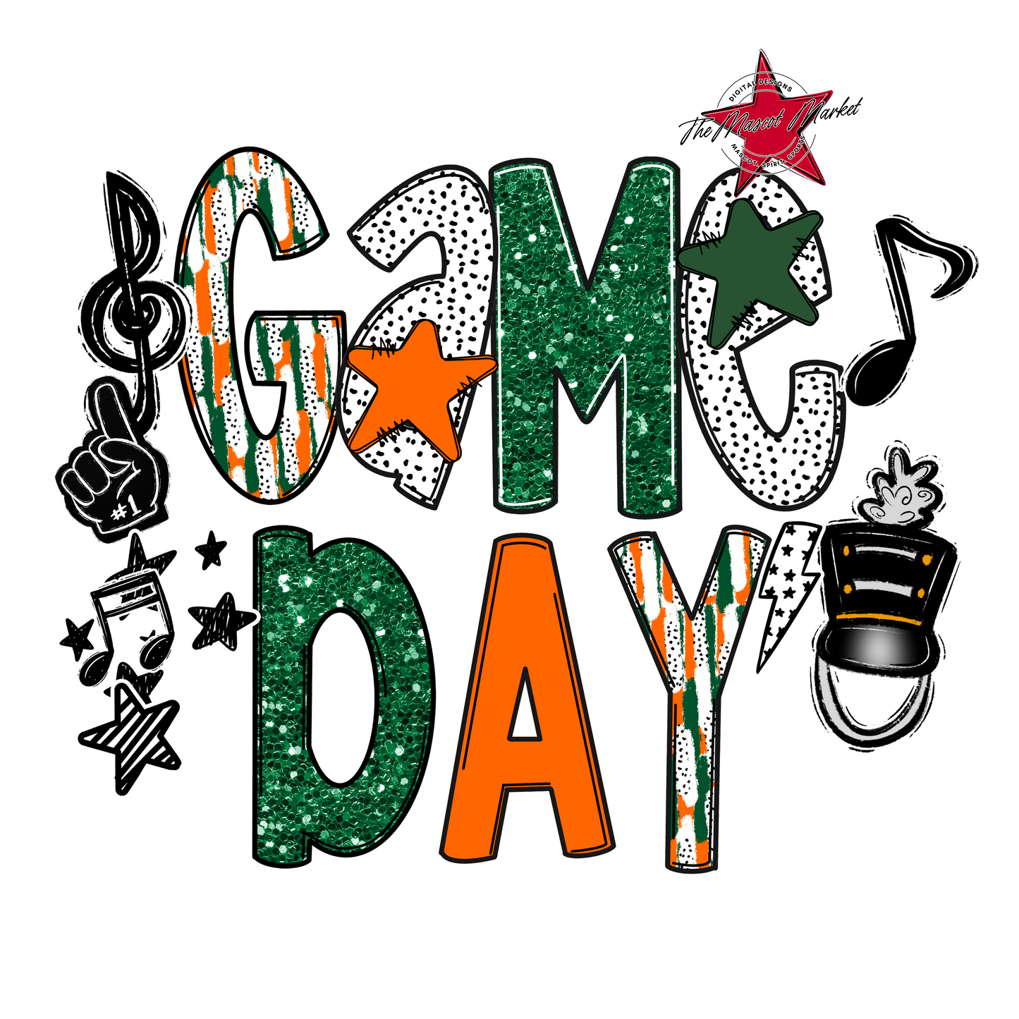 Game Day Band Scrape-Green & Orange