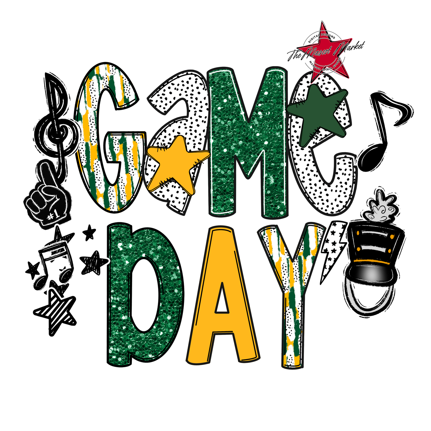 Game Day Band Scrape-Green & Yellow
