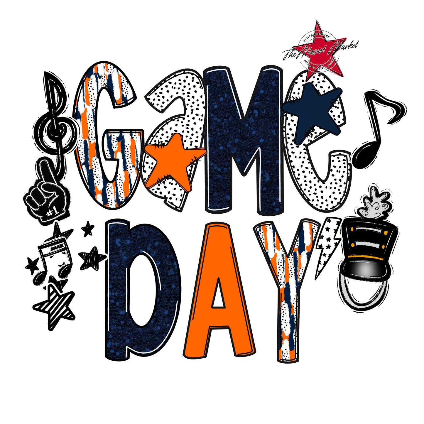 Game Day Band Scrape-Navy & Orange