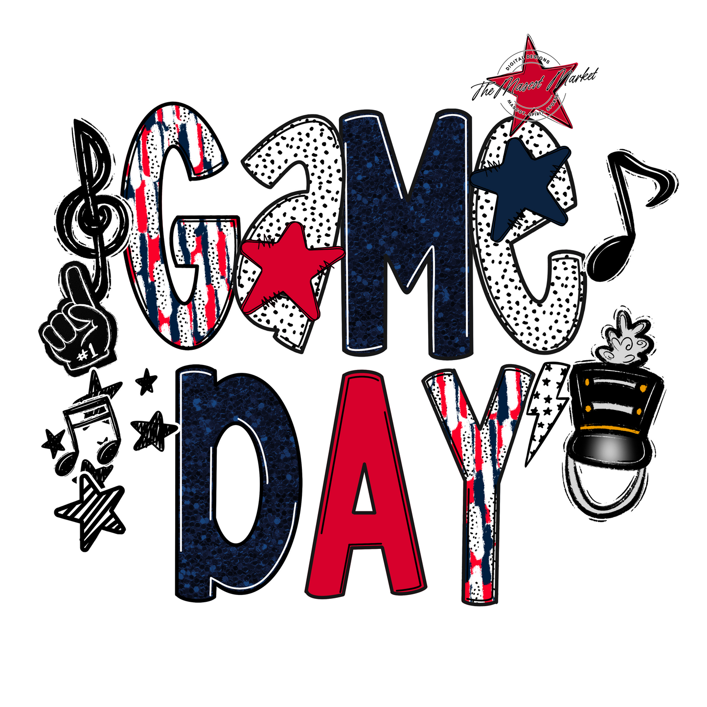 Game Day Band Scrape-Navy & Red