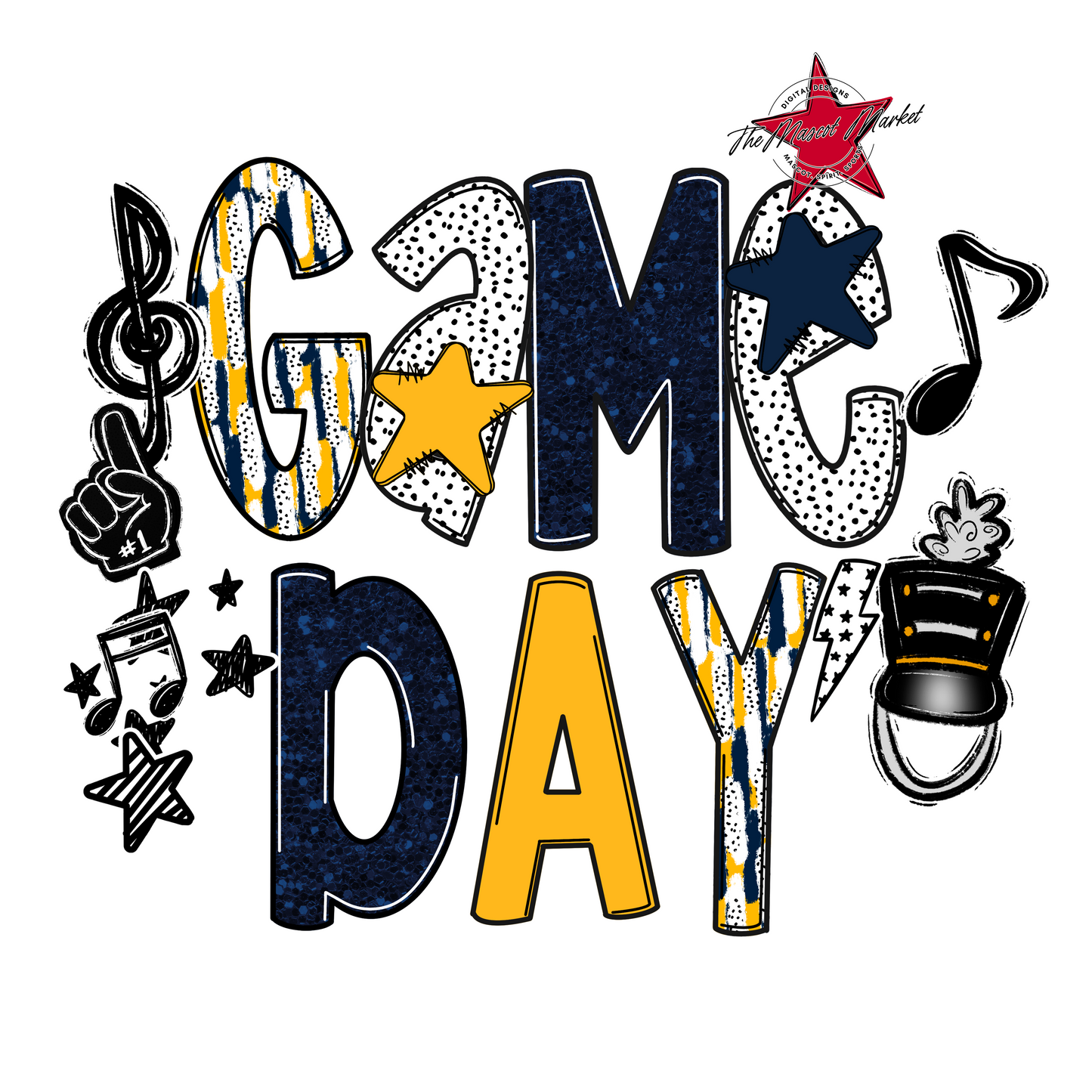 Game Day Band Scrape-Navy & Yellow