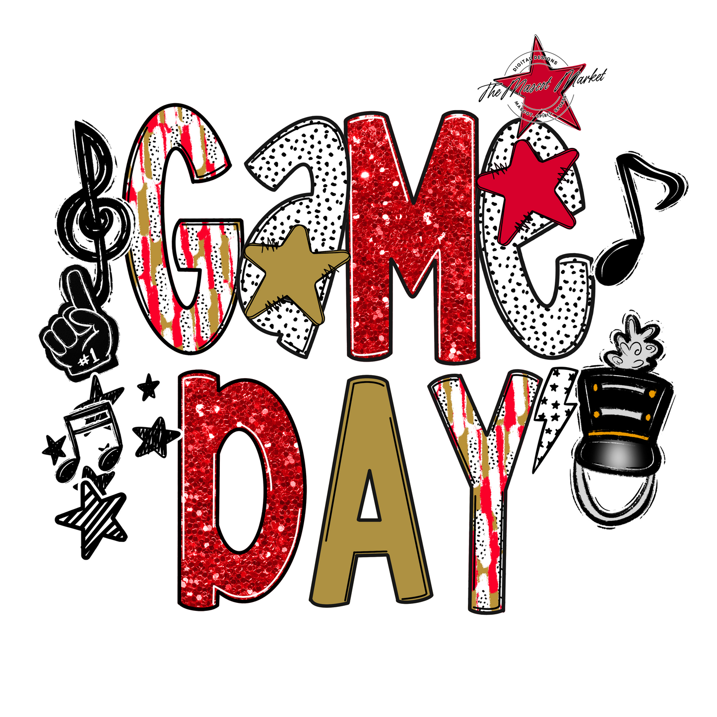 Game Day Band Scrape-Red & Gold