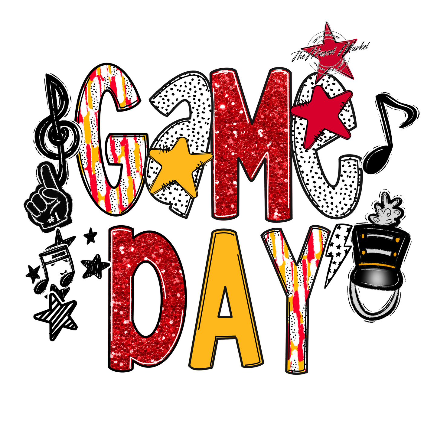 Game Day Band Scrape-Red & Yellow