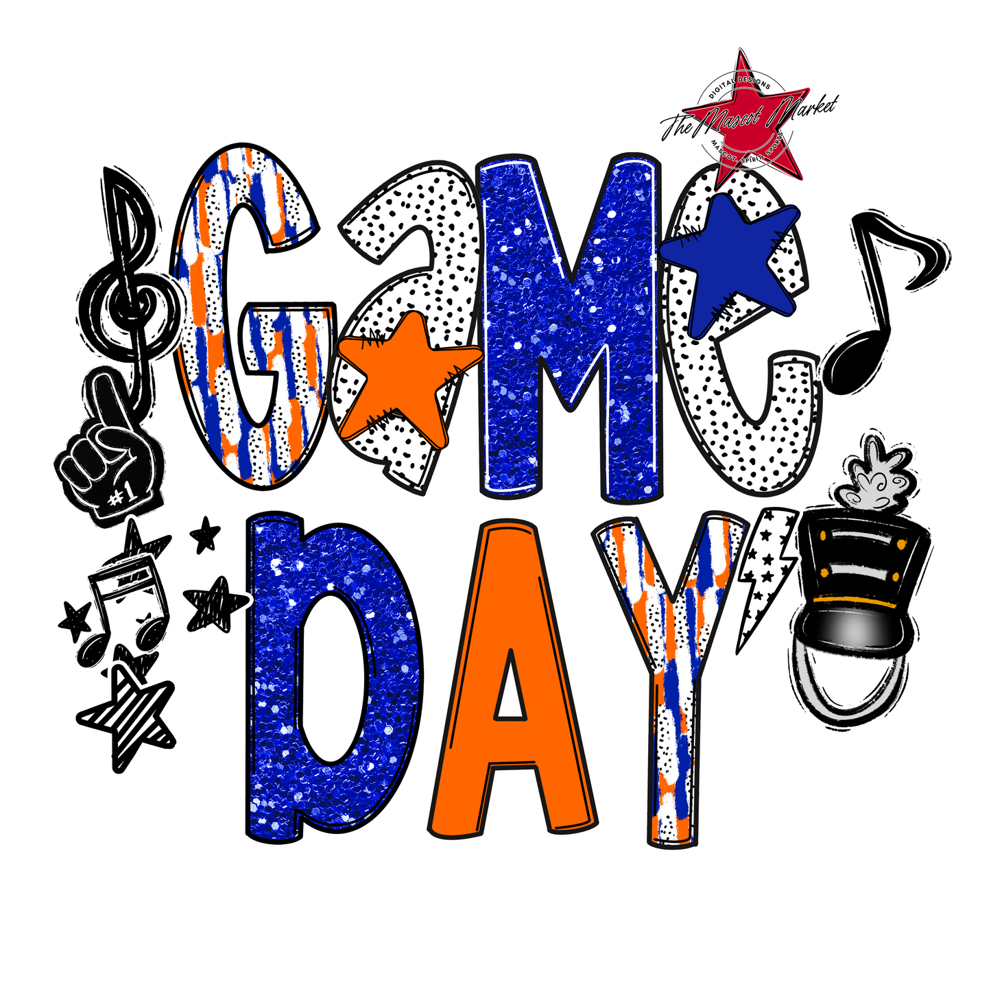 Game Day Band Scrape-Royal Blue & Orange