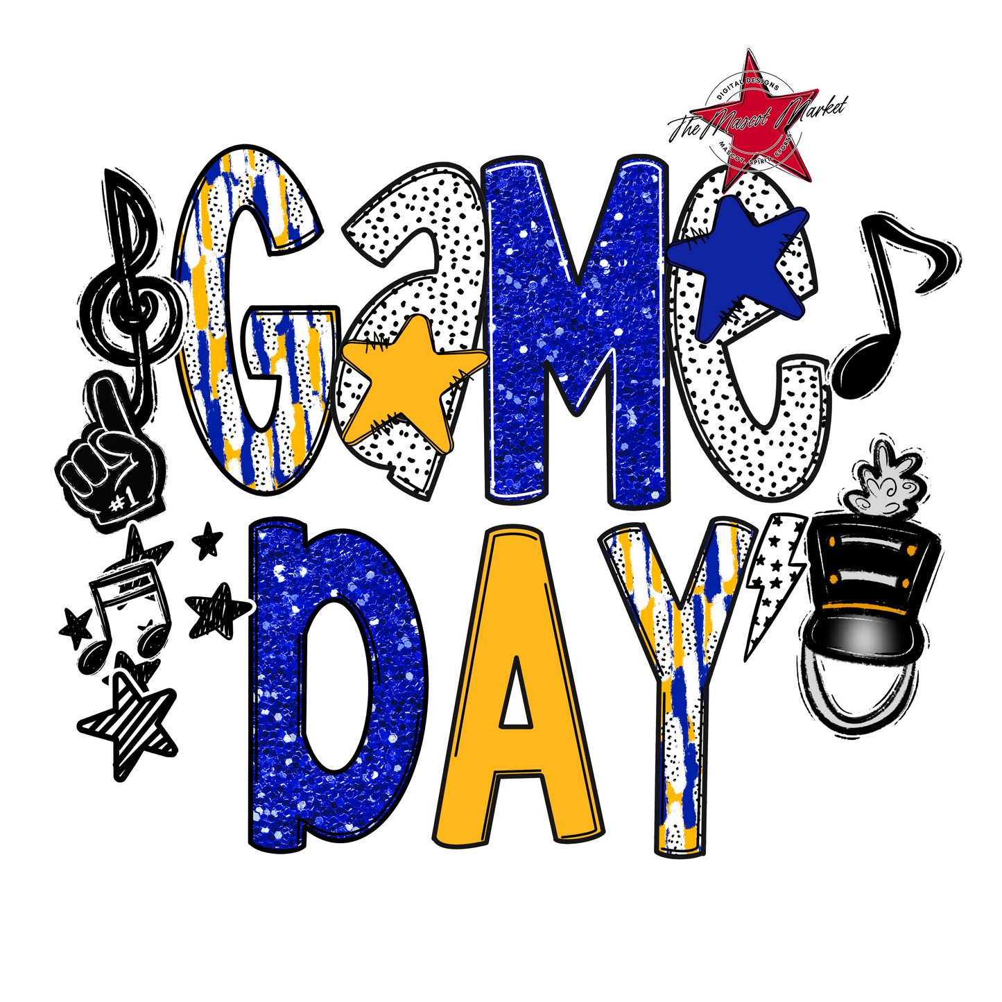 Game Day Band Scrape-Royal Blue & Yellow