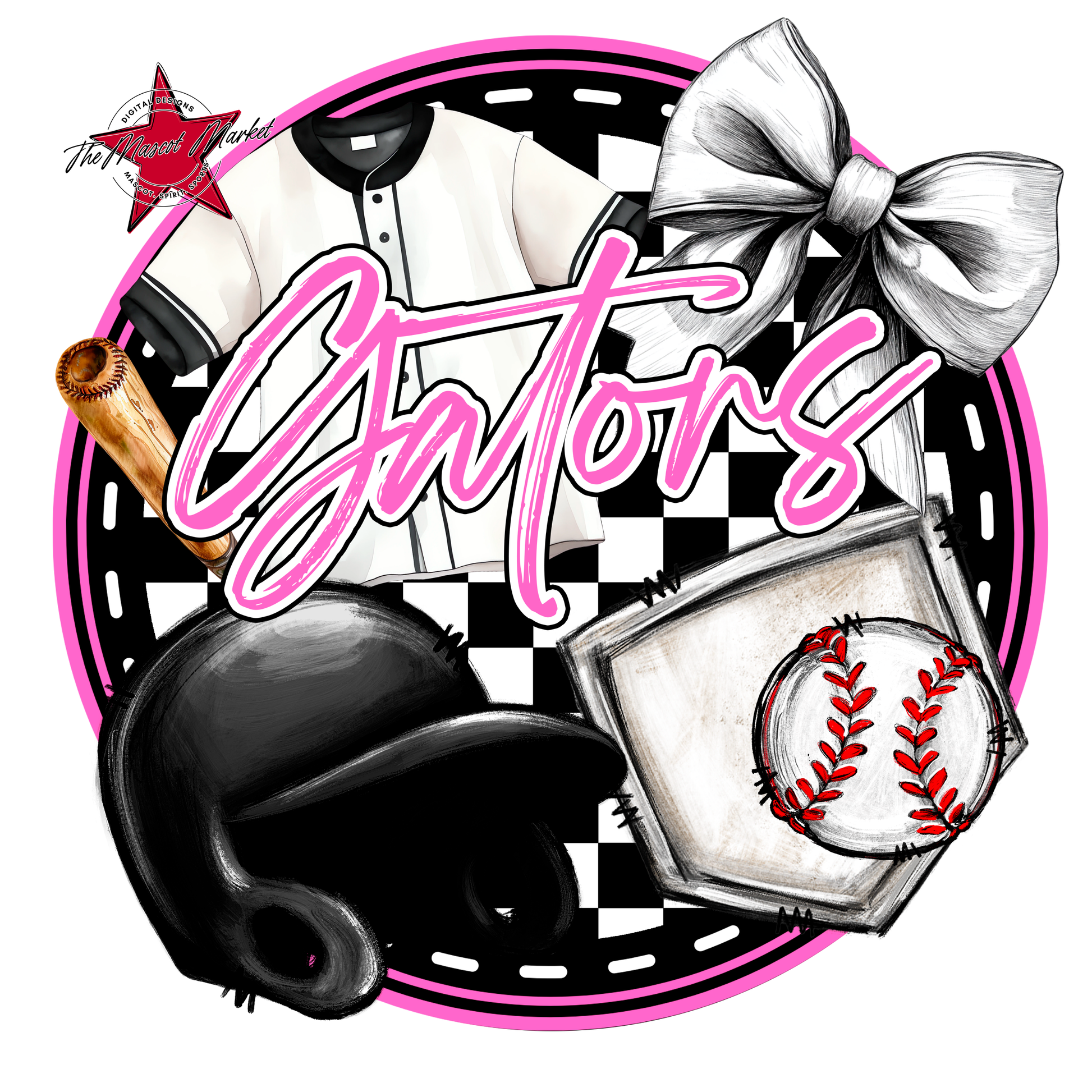 Gators Circle Baseball Design-Baby Pink