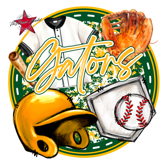 Circle Baseball Design-Green-Yellow