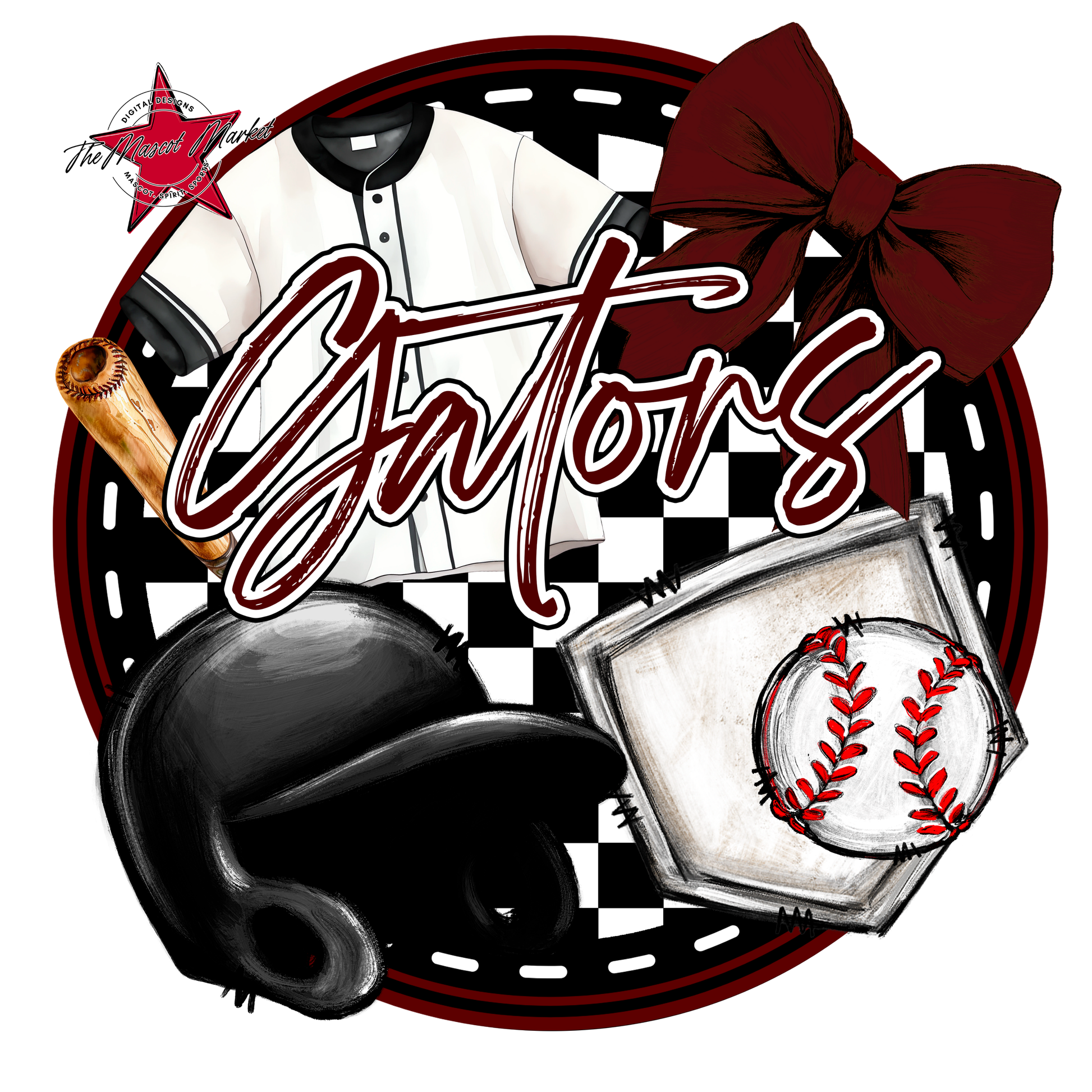 Gators Circle Baseball Design-Maroon