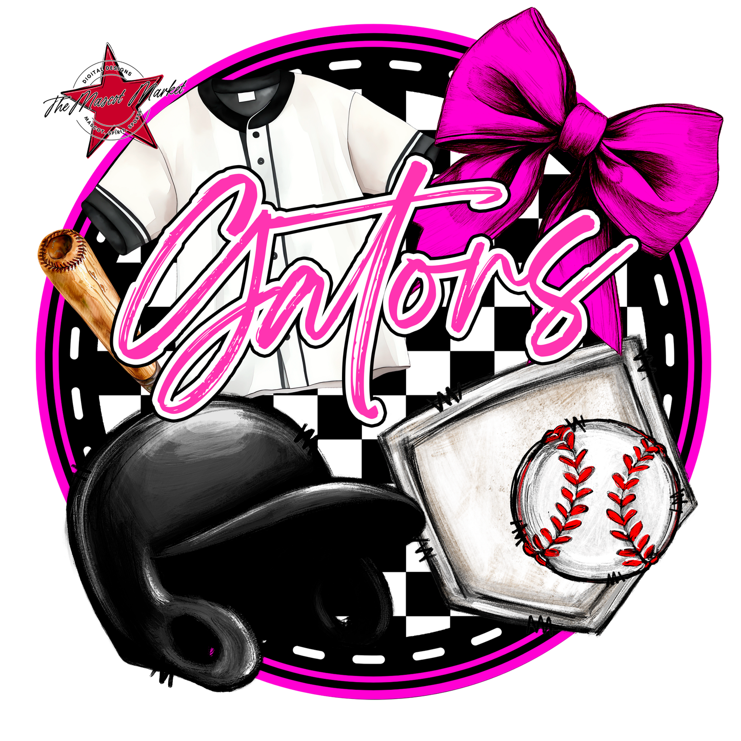 Gators Circle Baseball Design-Pink