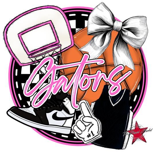 Gators Circle Basketball Design-Baby Pink