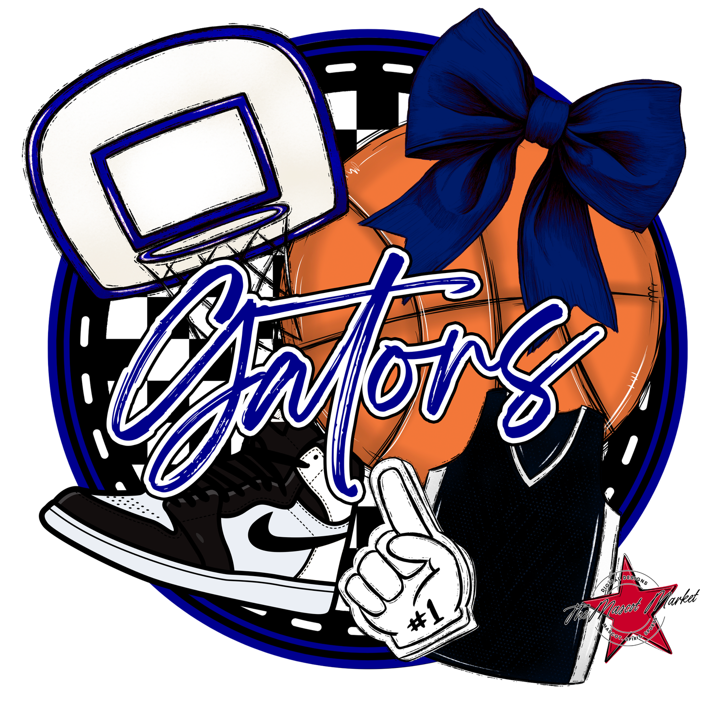 Circle Basketball Design-Blue