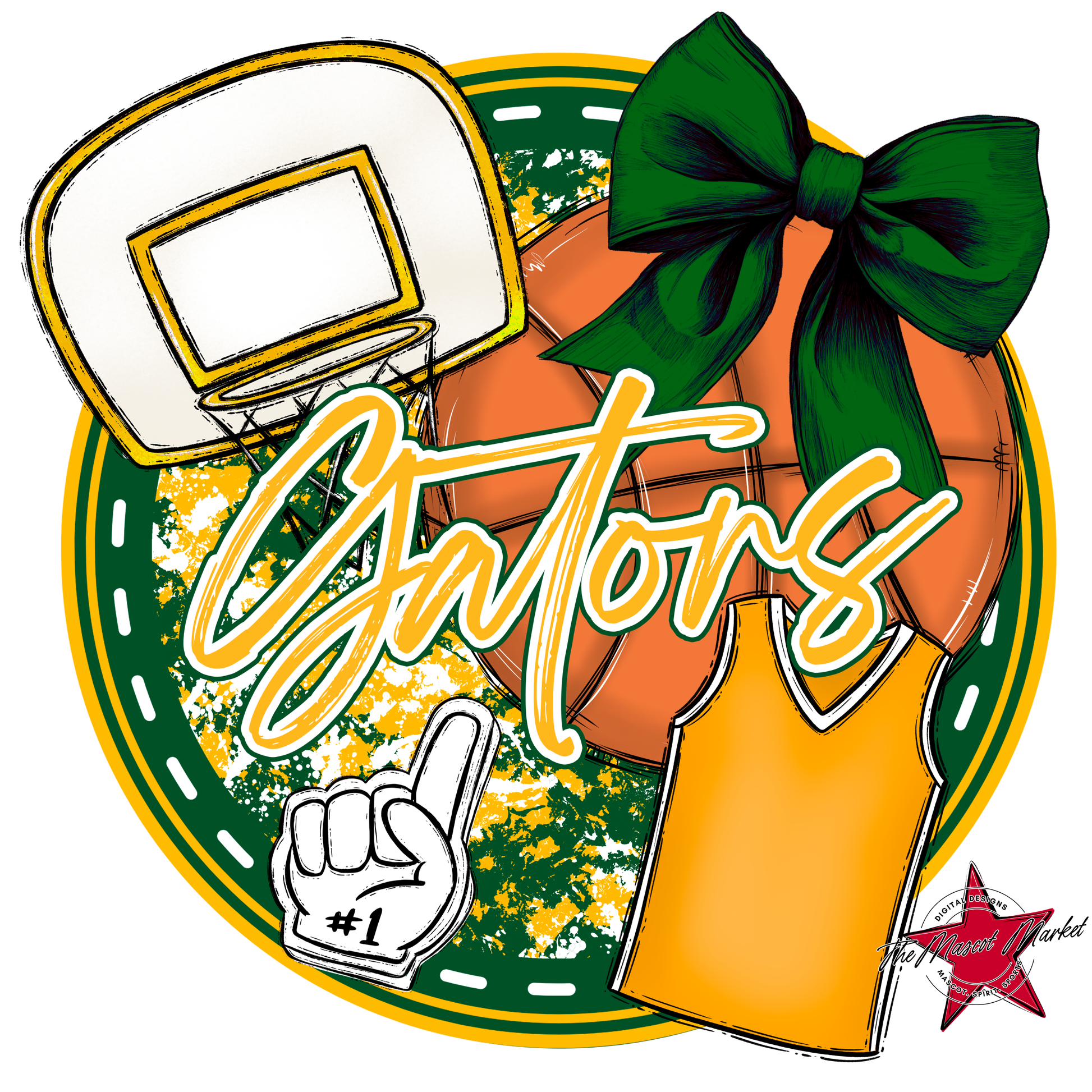 Circle Basketball Design-Green-Yellow