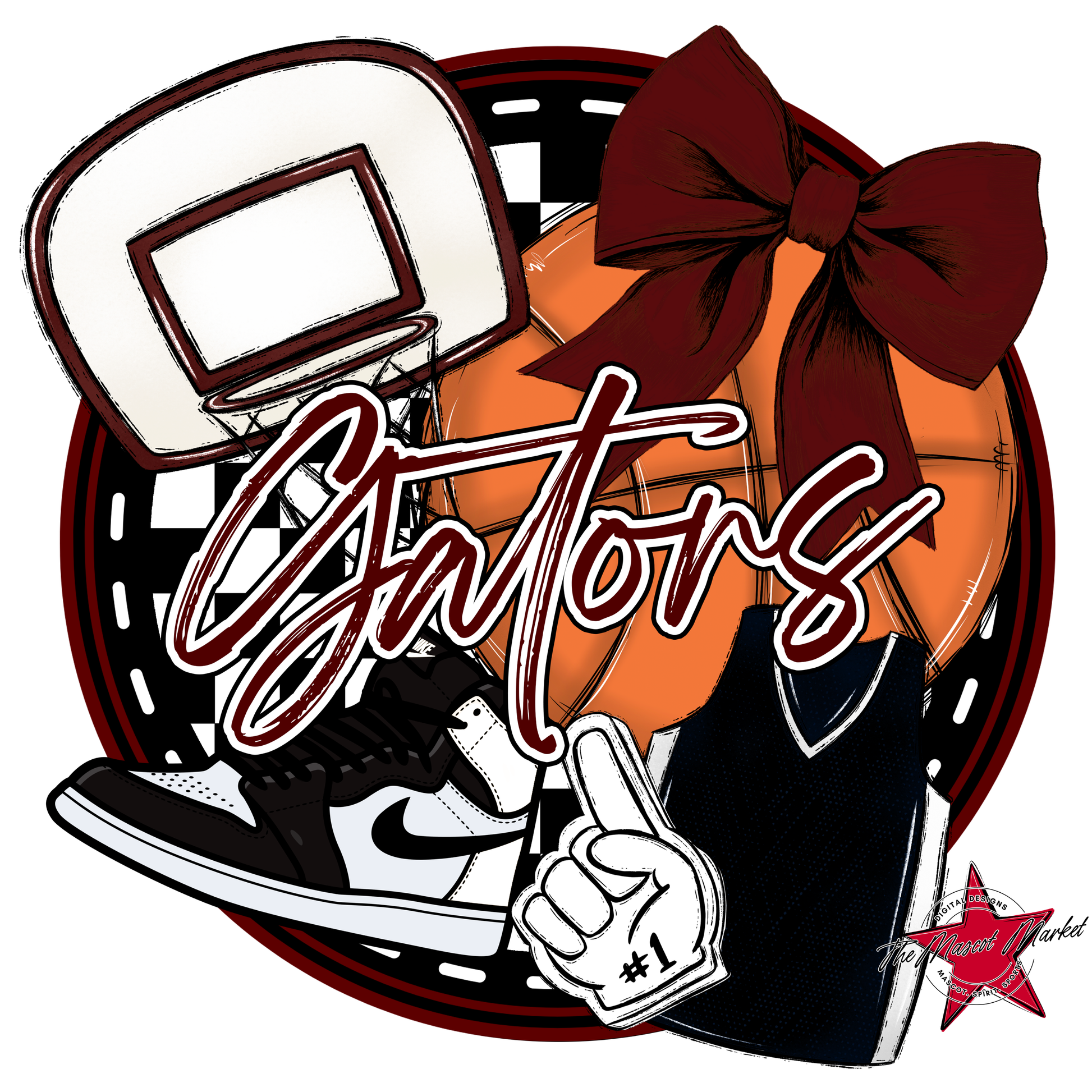 Circle Basketball Design-Maroon